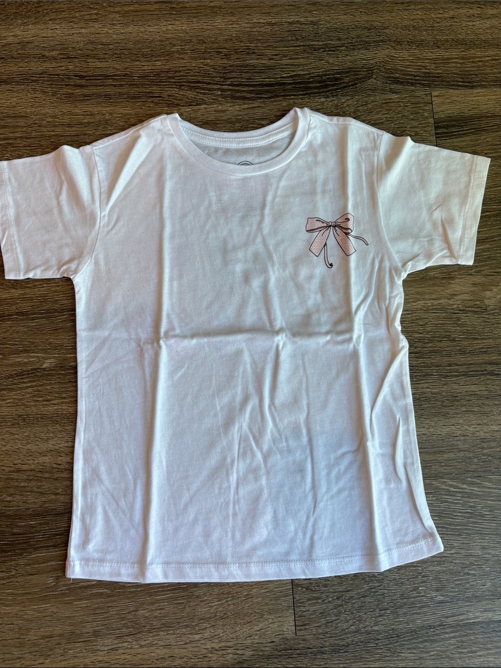 wonder nation White Tee with Pink Bow Chest Graphic